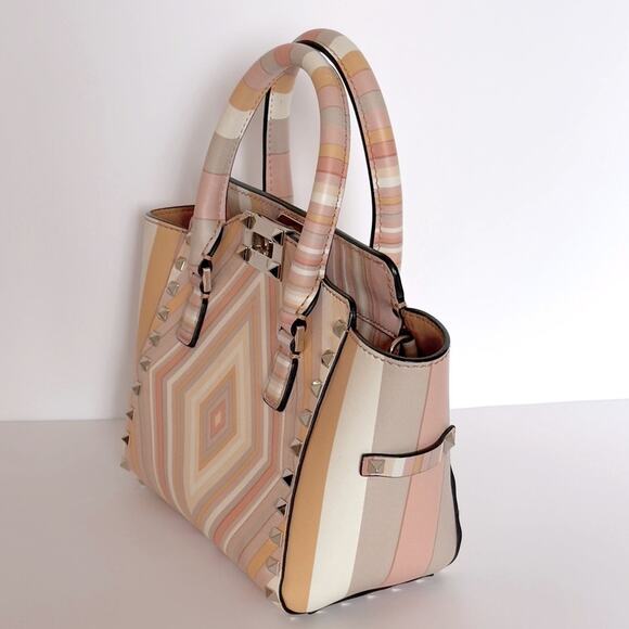 Valentino Pastel Multicolor Leather Small Native Couture 1975 Rockstud Bag Tote - Picture 13 of 17